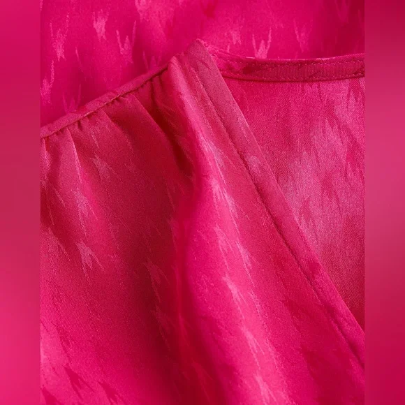 Express Jacquard Satin Tie Waist Long Sleeve Mini Dress - Picture 5 of 8